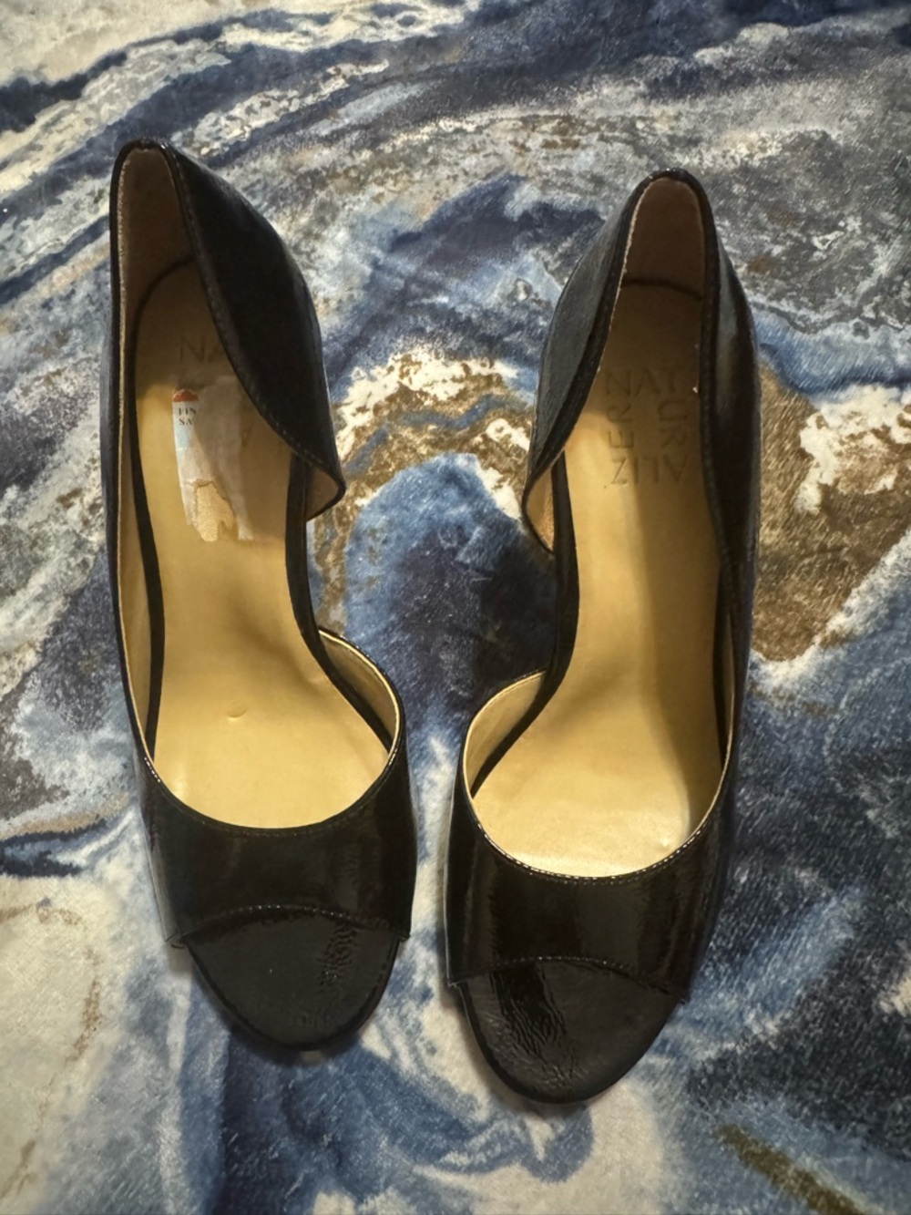 Naturalizer Black Patent Open-Toe Heels - Picture 2 of 8